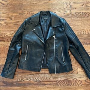 Topshop black motorcycle style vegan leather jacket